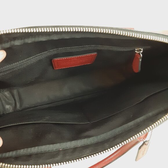 Coach #71681 Crossgrain Leather Briefcase Slim Brief Red Laptop Case Crossbody - Picture 9 of 16